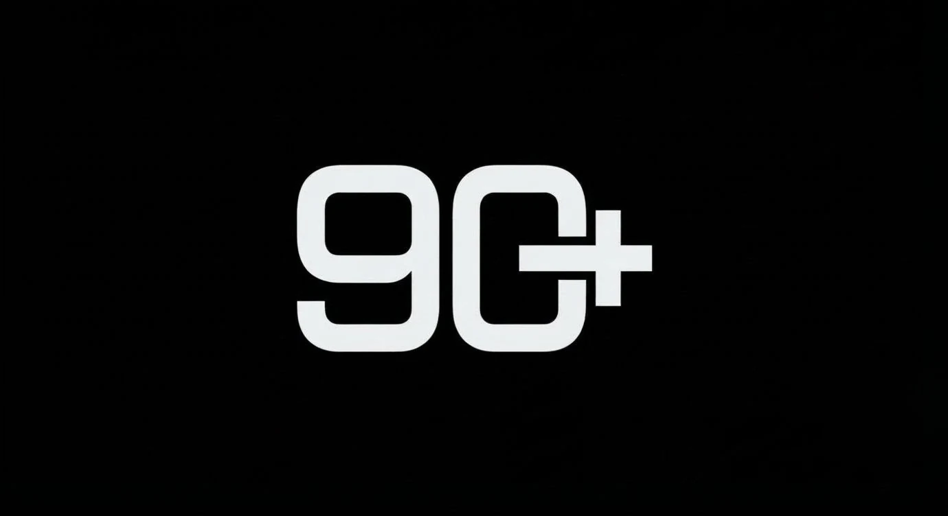 Logo 90plus.hn sobre fondo negro